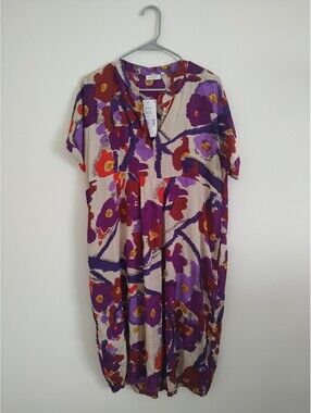 NWT Masai Copenhagen Purple Red Artsy Lagenlook Tunic Dress Size M